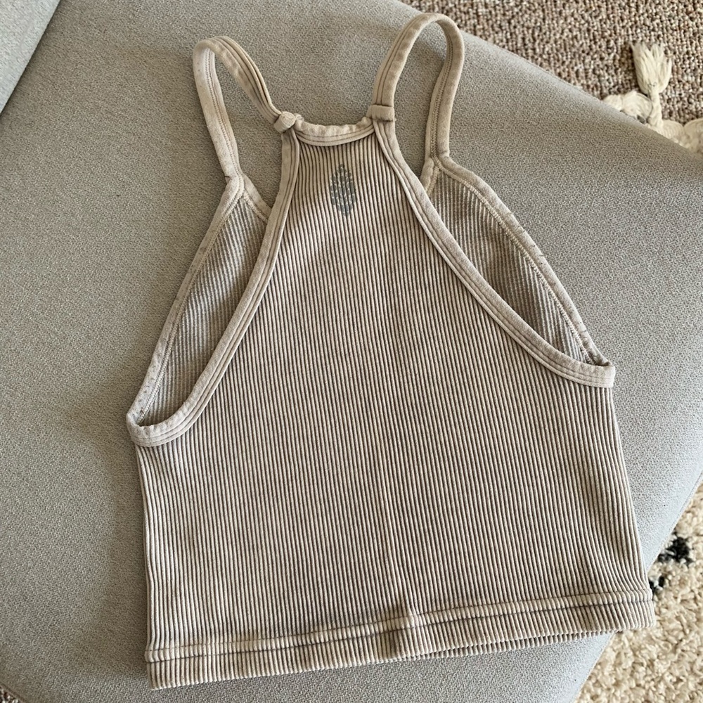 Free People Happiness Runs Crop Top- Brushed Taupe - Picture 2 of 3